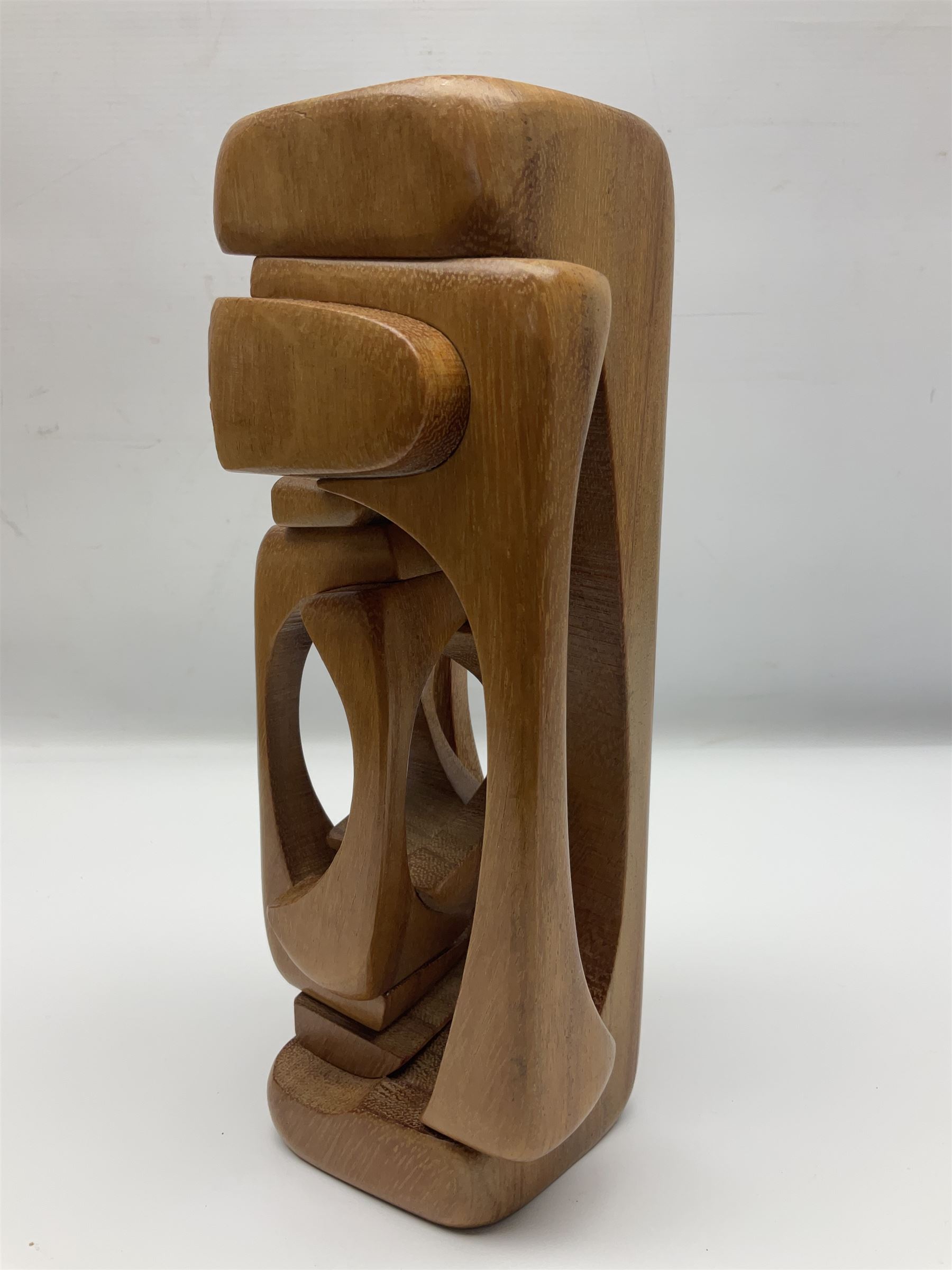 Contemporary abstract wood sculpture in the style of Brian Wilshire, H26cm