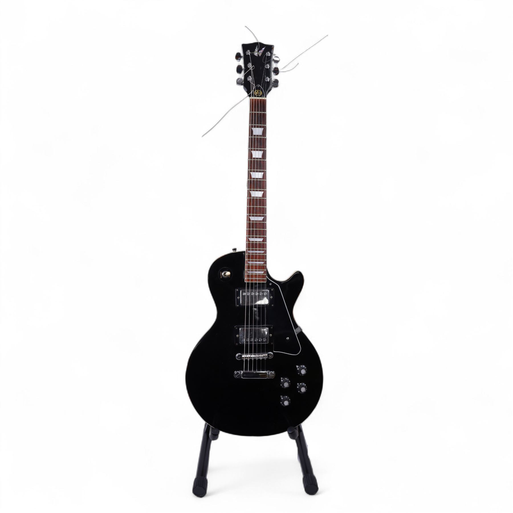 Kay K30 Les Paul style electric guitar, black body and scratch plate, serial no. 70831135, in black hardcase, guitar L100cm