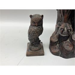 Three Priory Castings composite figures of owls, largest example H40cm