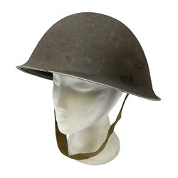WW2 British Mk III steel combat helmet with textured finish and original liner