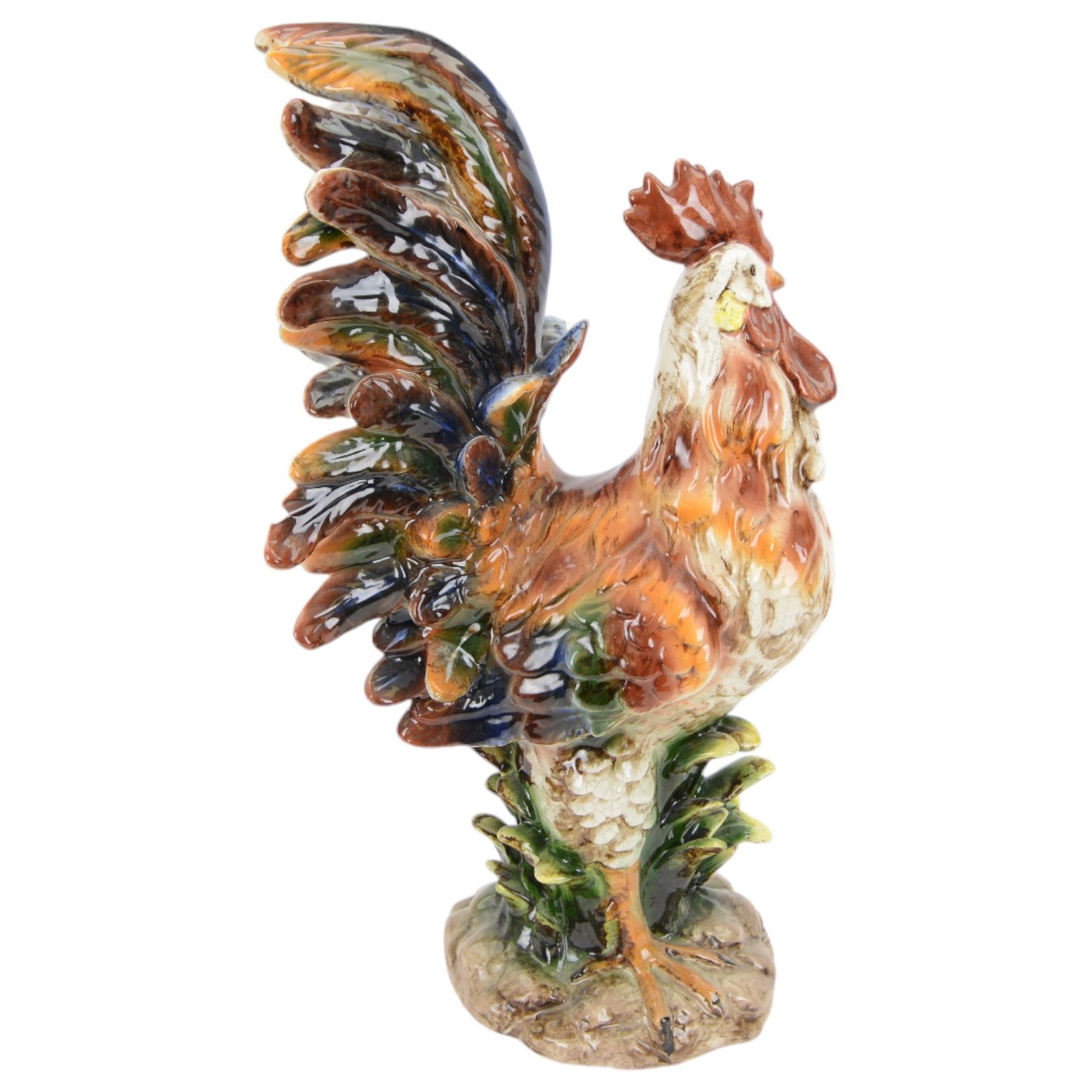 Italian ceramic figure modelled as cockerel, H60cm