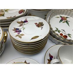 Royal Worcester Evesham pattern dinner and tea wares, comprising five tureens, seven coffee cup, ten tea cups and saucers, coffee pot, jug and various serving bowls etc, along with Royal Worcester Pastorale pattern tea ware, including ten cups and saucers, ten side plates etc.  .