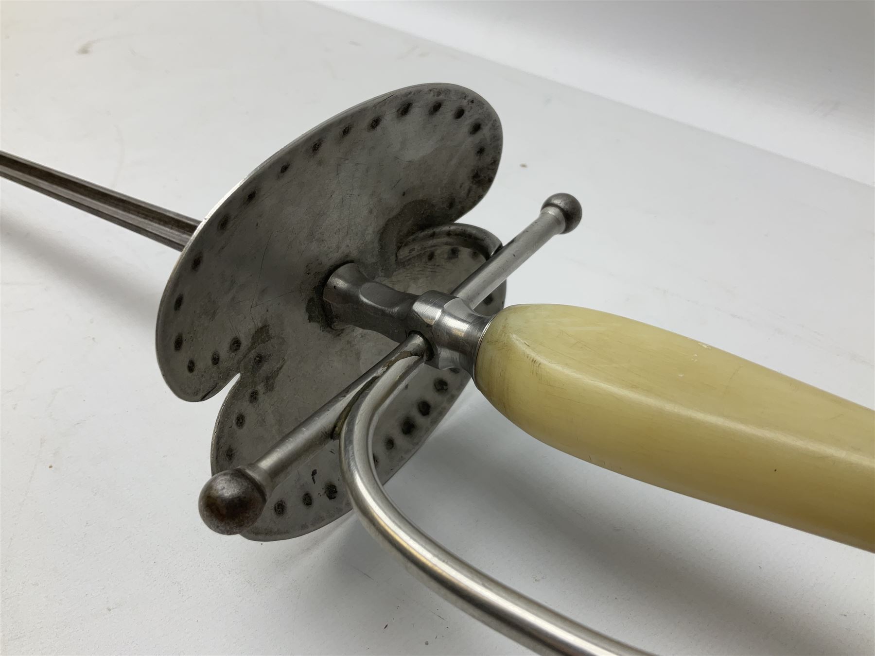 Three reproduction swords - Japanese katana and saya; Tai Chi sword with ornate scabbard; and dress sword with fullered triangular blade and horn handle (3)