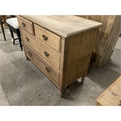 Edwardian satin walnut chest, fitted with two short over two long drawers, raised on turned feet - THIS LOT IS TO BE COLLECTED BY APPOINTMENT FROM THE OLD BUFFER DEPOT, MELBOURNE PLACE, SOWERBY, THIRSK, YO7 1QY