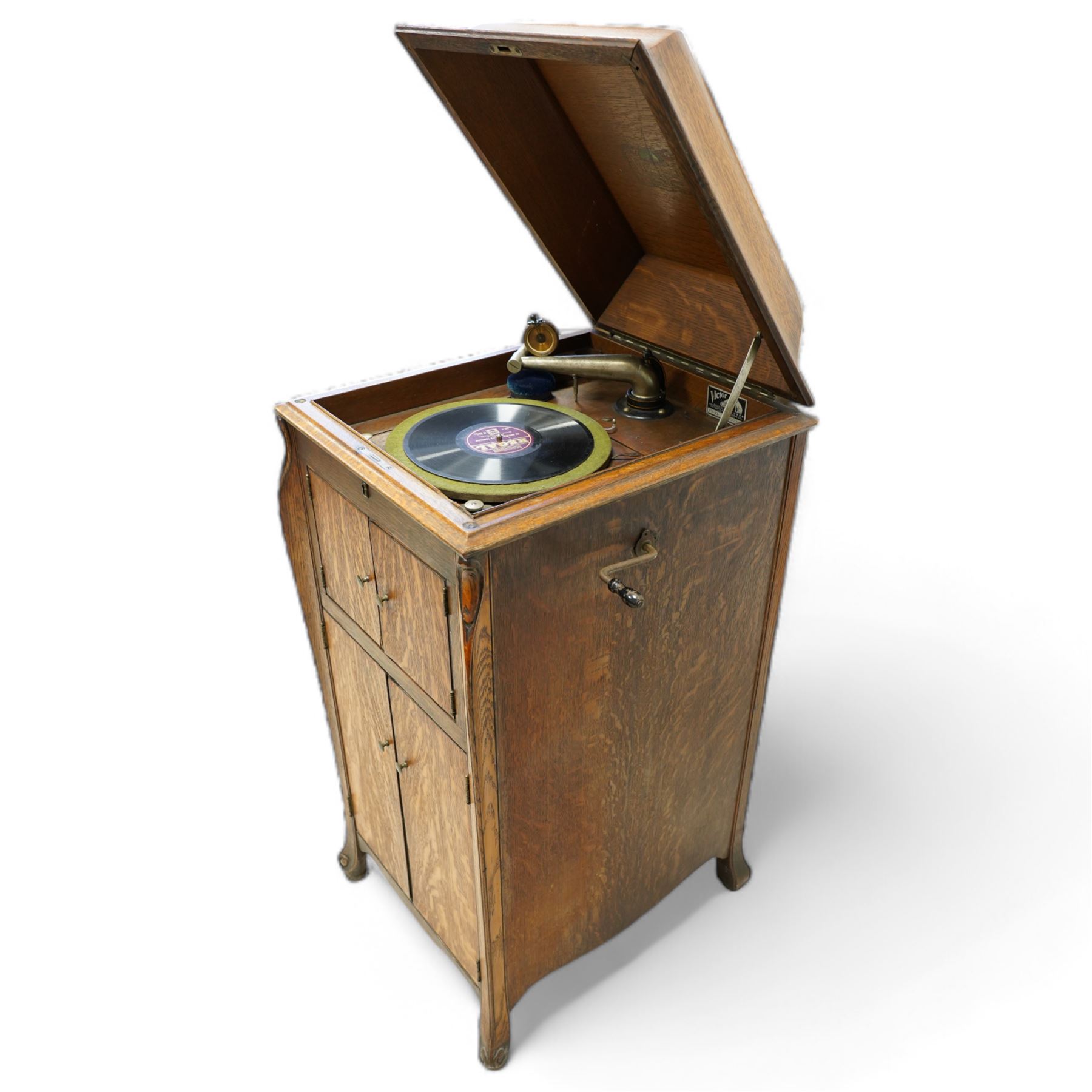 HMV - Early 20th century 'Victor talking machine' oak cased gramophone record player