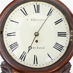 J. Vassalli of Scarborough - Victorian mahogany drop dial wall clock, convex 12