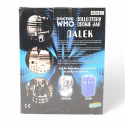 Four Doctor Who Limited Edition Collector's Cookie Jars, to include Platinum Edition Dalek, Silver and Blue Dalek, White and Gold Dalek and Tardis, all boxed 