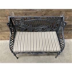 Richard Bawden (1936-2024); - Cat design painted cast iron garden bench