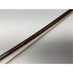 Mid-20th century German silver mounted pernambuco cello bow stamped 'Bausch' with Parisian eye inlay to the frog L71cm