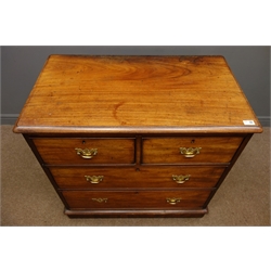  Early 20th century mahogany chest, two short and three long drawers, plinth base, W93cm, H89cm, D53cm  
