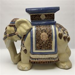 ceramic conservatory seat/jardinière in the form of an elephant, H45cm