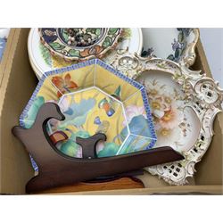 Wedgwood Jasperware lidded cylindrical jar and tulip vase, Spode Copeland's jug, two luster jugs, and other decorative ceramics and collectables, in two boxes 