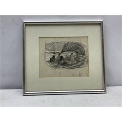 Joseph Richard Bagshawe (Staithes Group 1870-1909): Fishermen in a Sailing Coble, unsigned pencil with sketch verso 17cm x 21cm
Provenance: acquired direct from the trustees of the Bagshawe Estate when the final part of the artist's studio collection was dispersed in Whitby in the 1990s, never previously been on the open market 
