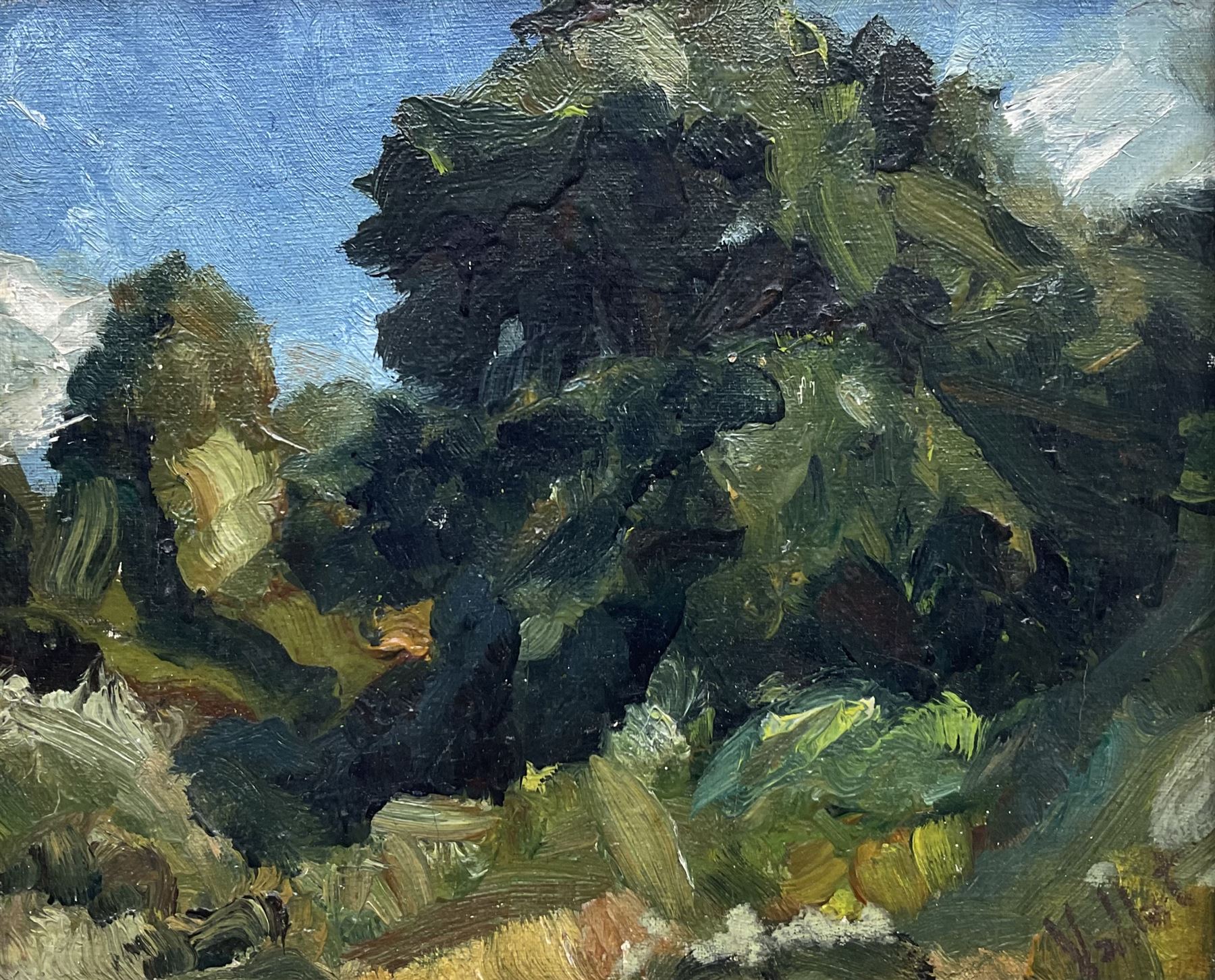 French School (20th Century): Impressionist Trees, oil on board signed 'Vallet' 24cm x 29cm 