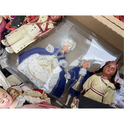 Costume jewellery to include imitation pearl necklace, pendants etc, together with national costume dolls, a Ferguson cassette recorder, etc, in two boxes 