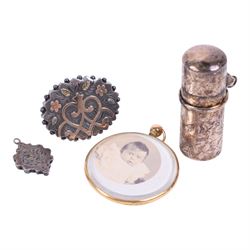 9ct gold jewellery glazed photograph pendant, hallmarked, together with silver miniature s...