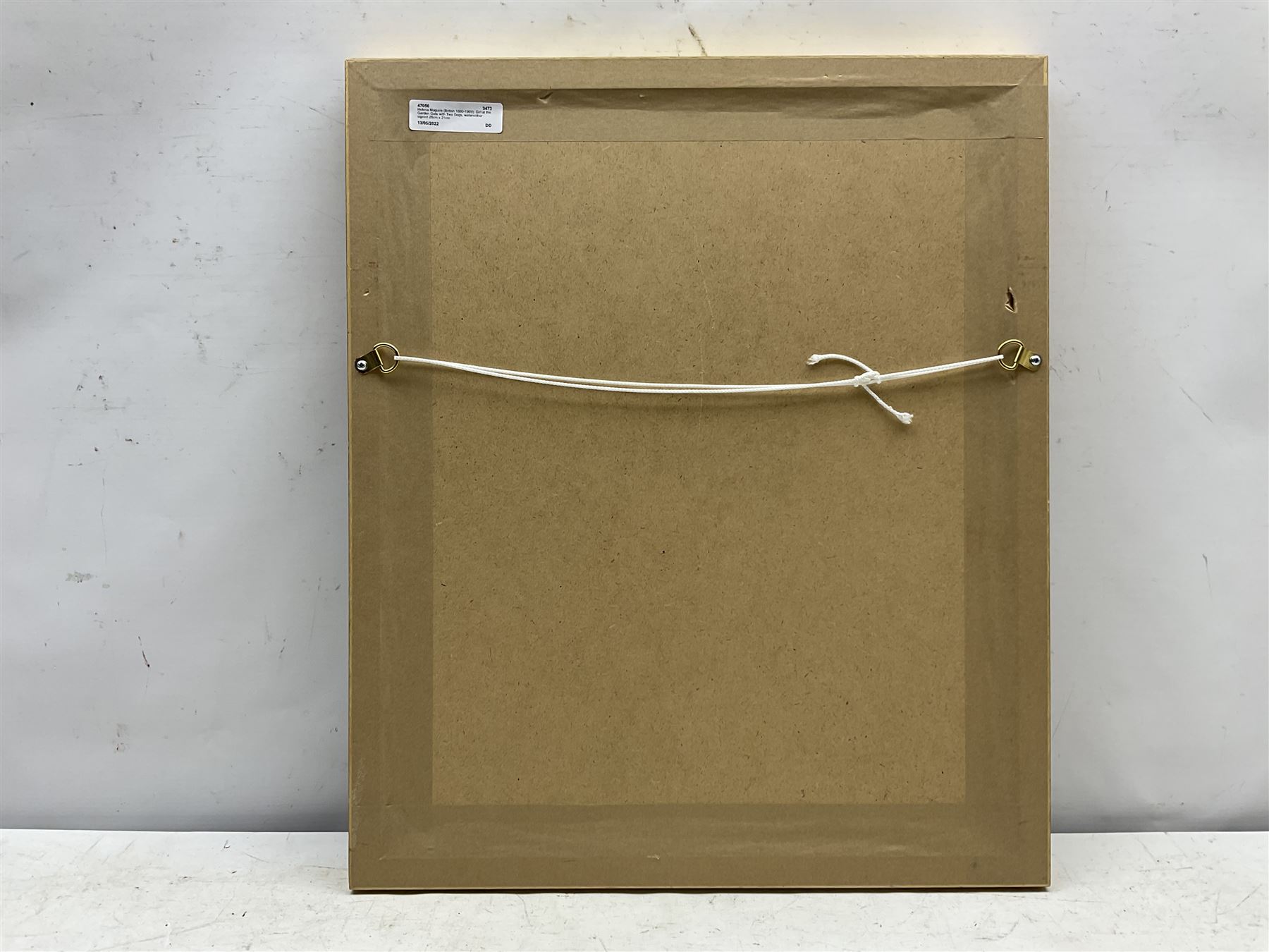 Helena Maguire (British 1860-1909): Girl at the Garden Gate with Two Dogs, watercolour signed 28cm x 21cm