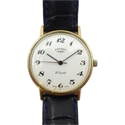  Rotary 9ct gold gentleman's manual wind wristwatch, on leather strap  