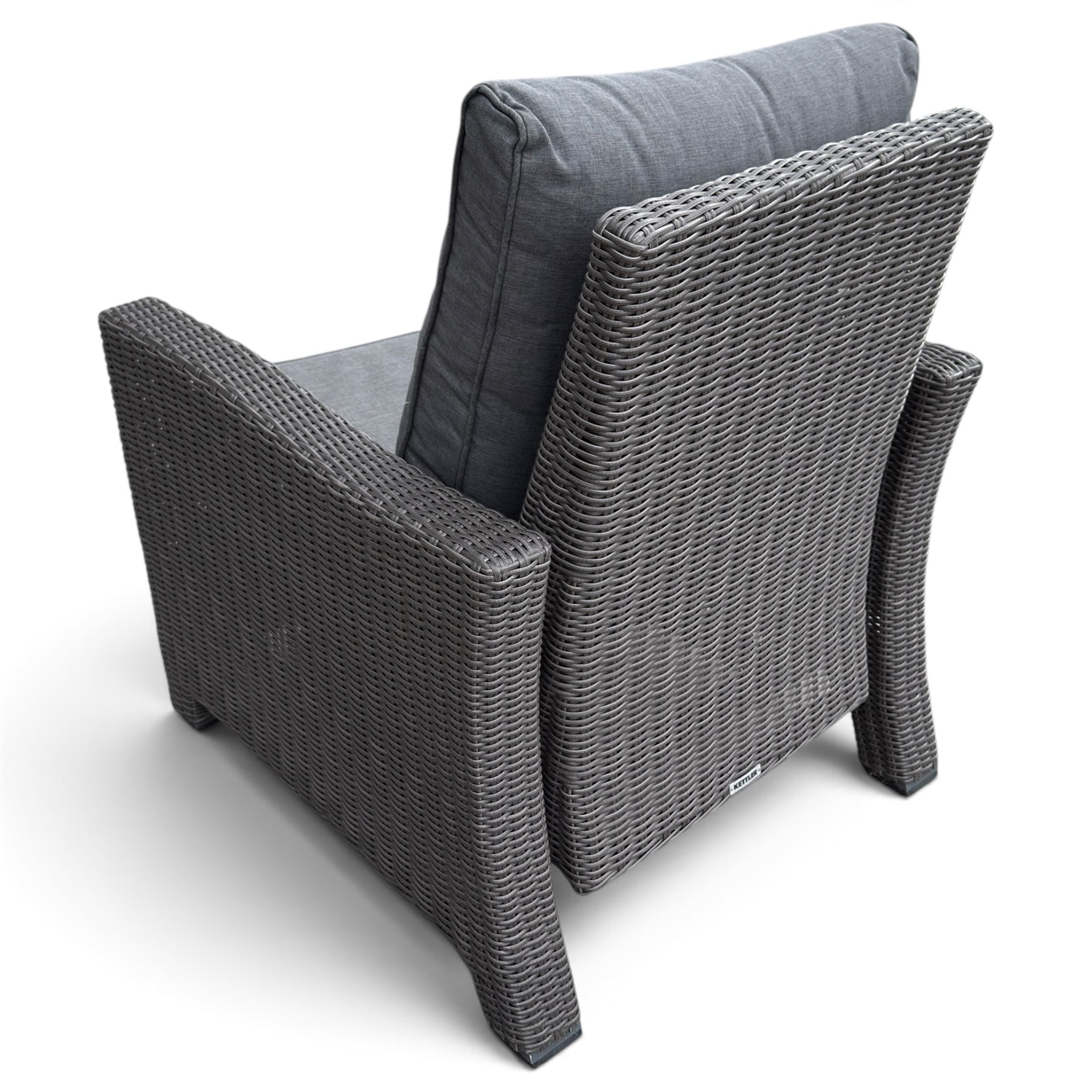 Kettler - Palma rattan garden reclining lounger chair, of high-back and square form with reclining and extending foot-rest function, with loose seat cushions and protective cover