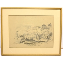 Mary Weatherill (British 1834-1913): 'East Cliff from East Terrace Whitby', pencil titled and dated July 8th /61 unsigned 23cm x 33cm