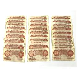 Thirty-one Bank of England O'Brien ten shilling  banknotes