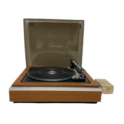 Wharfedale W30 direct drive turntable in teak case and a Garrard stylus pressure gauge model SPG3 - all untested 