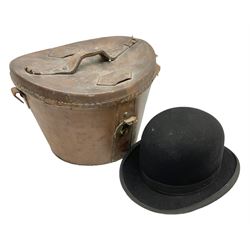 Bowler hat in leather hat box W36cm