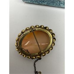 Vintage Christian Dior compact in original box, silver 'Past Mayor' medallion on ribbon by Walker & Hall boxed, Silver Bible pendant on bow brooch hallmarked, stamped 9ct gold cameo and a collection of vintage and later costume jewellery