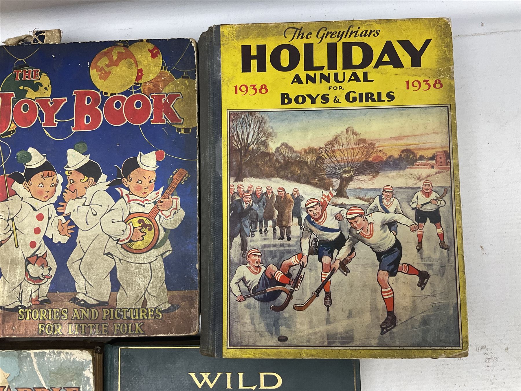 1930s Glevum Series boxed set of 'Coloured and Polished Building Bricks' with instructions; and quantity of 19th century and later children's books including The Fairy-Land of Science by Arabella B. Buckley. 1879; The Wonder Gift Book for Children 1933; The Greyfriars Holiday Annual 1938; The Willie Waddle Book 1933; twelve editions of School Boys Own Library 1937/8; Rainbow Annual 1952 etc