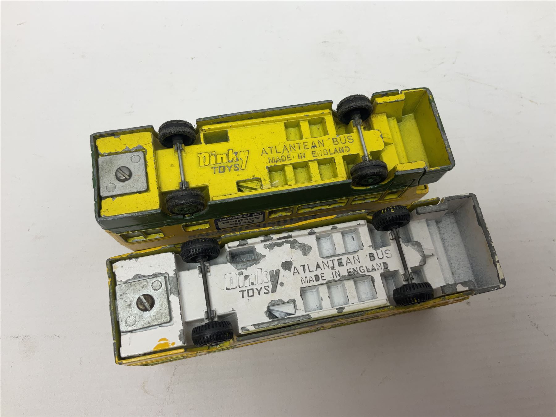 Dinky - sixteen unboxed and playworn die-cast models to include Single Deck Bus, two Atlantean Buses, Ford Transit Van, 10 Ton Army Truck, MGB Sports Car, Telephone Service Van etc 