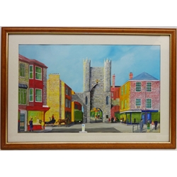 Monk Bar York, 20th century gouache signed and dated 1993 by L R Maulson 41cm x 66cm  