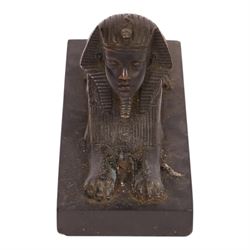 Egyptian Revival style bronzed sphinx sculpture, H11cm, L17cm