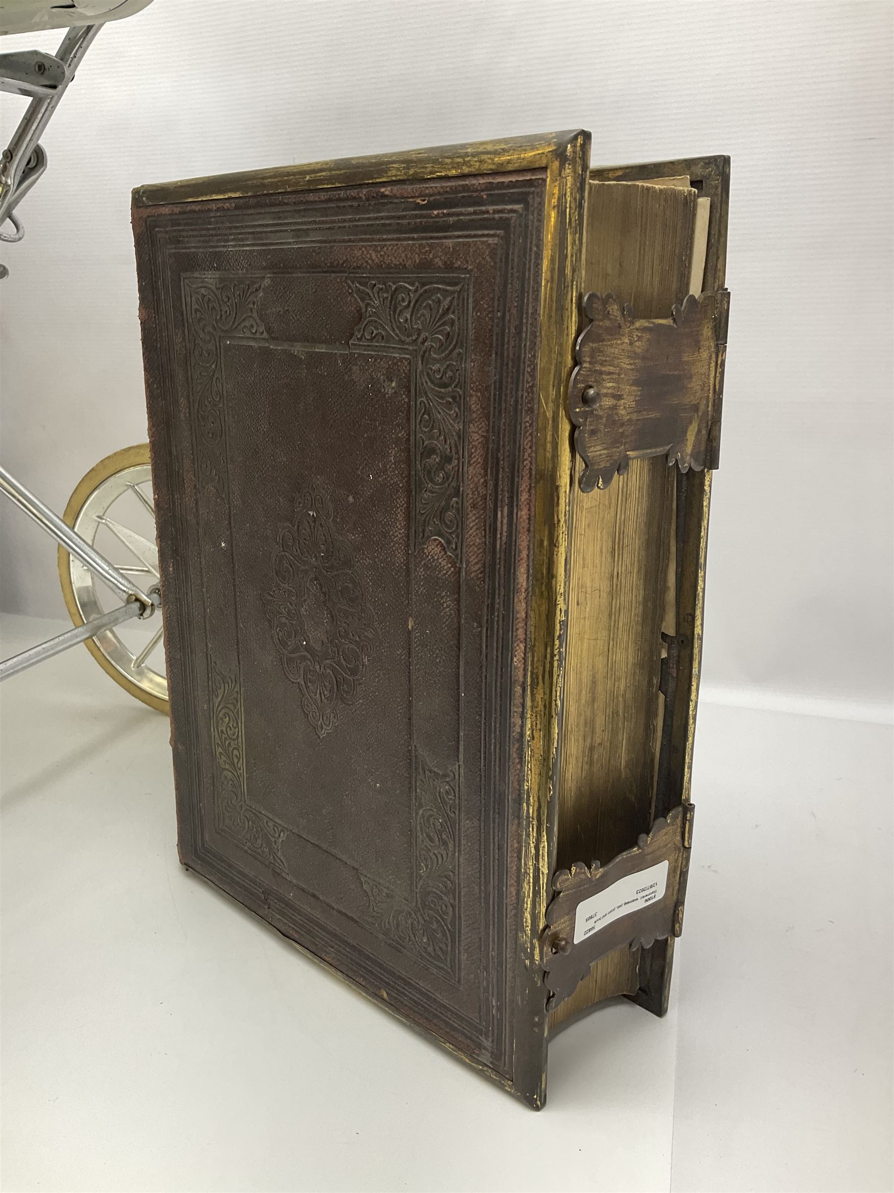 Silver Cross style dolls pram, copper warming pan with turned wooden handle, family Bible, Whitby Ordnance Survey maps etc, and a wooden barometer in the form of an anchor