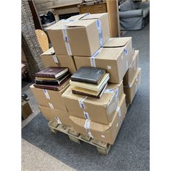 Large collection of books, to include Children's Britannica, Biographies, Art reference books, Shakespeare, etc, in thirteen boxes  