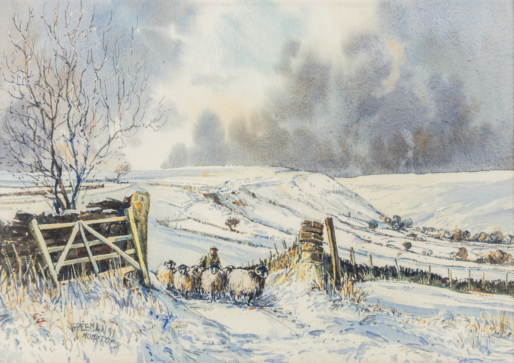 John Freeman (British 1942-): 'Runswick' and 'Moortops', two watercolours signed titled and dated '92 and '91, max 23.5cm x 32.5cm (2)