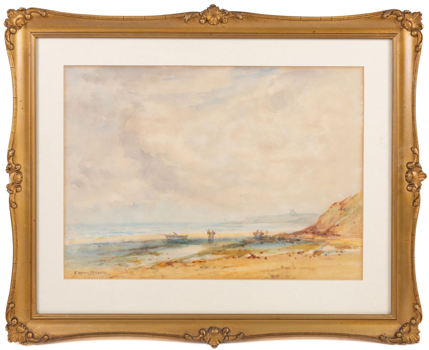 Frank Rousse (British fl.1897-1917): Beach scene Near Whitby, watercolour signed 27cm x 38cm 