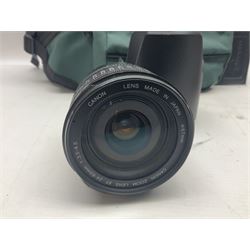 Canon EOS 5D camera body, with 'Tamron SP 70-300mm F/4-5.6 lens, and accessories, together with soft case