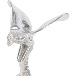 Reproduction Rolls Royce Sprit of Ecstasy car mascot, on circular black plinth, H35cm 