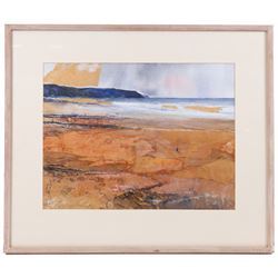 Kurt Jackson (British 1961-): 'Widemouth Bay I', mixed media signed and dated May '88, titled on label verso 35cm x 46cm 
Provenance: with Pelter Sands Fine Paintings, label verso