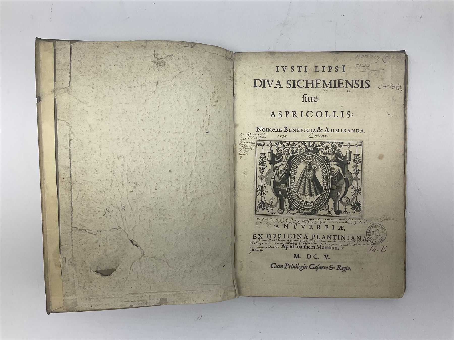Vita Della Serafica Vergine, E Gloriosa Madre Santa Teresa Digesu .... 1747 Venezia Presso Andrea Poletti. Engraved frontispiece; and Iusti Lipsi Diva Sichemiensis fiue Aspricollis: Nouaeius Beneficia & Admiranda. 1605 Antwerpiae Ex officina Plantiniana. Engraved title page. Both with full vellum binding (2)