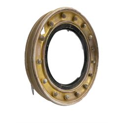 19th century barometer, circular convex wall mirror, brass warming pan