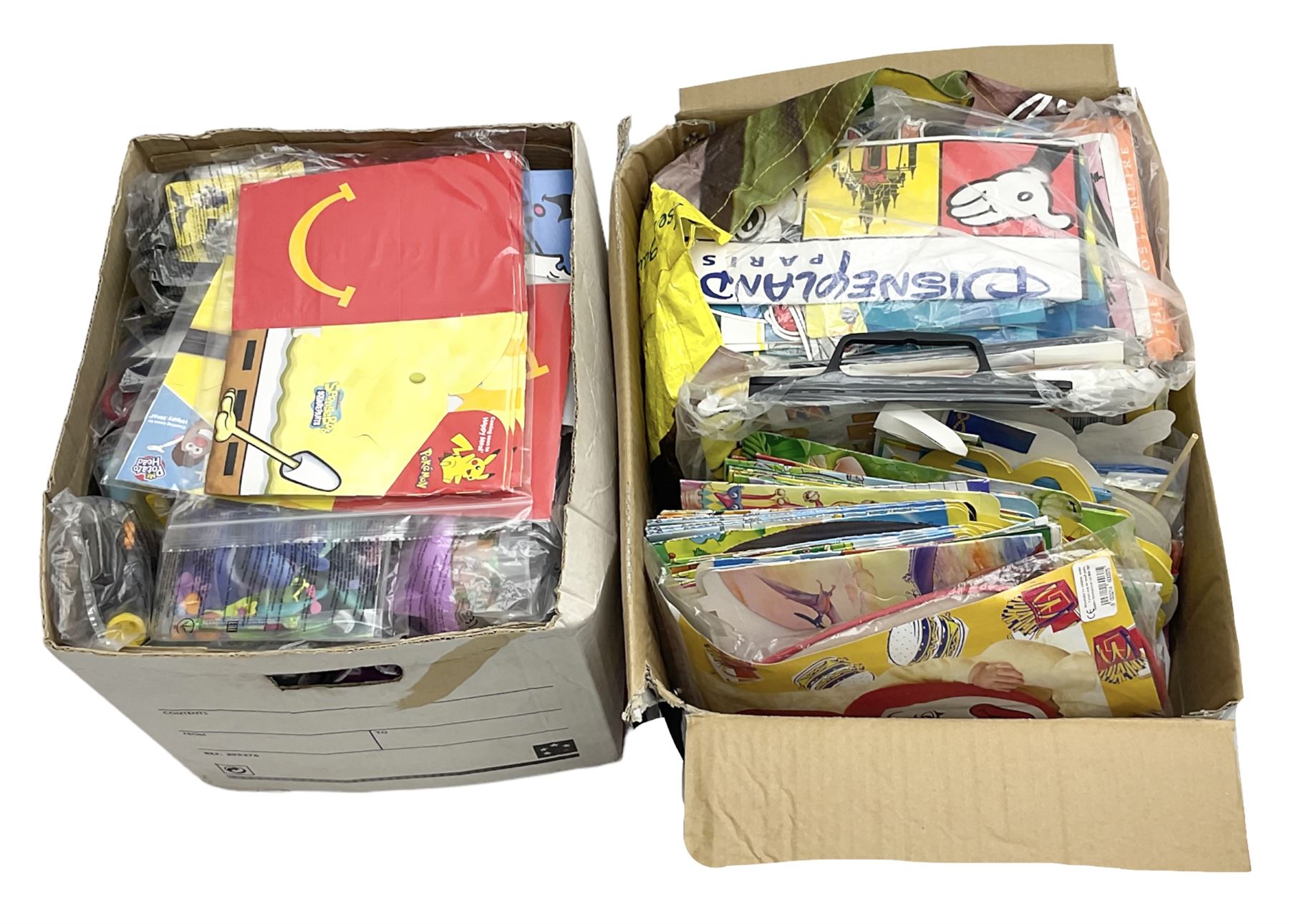Two boxes of Mcdonalds memorabilia and merchandise