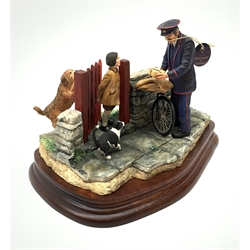 A limited edition Border Fine Arts figure group, Birthday Surprise, model no B0837 by Craig Harding, 29/950, on wooden base, figure H14.5cm, with accompanying certificate. 