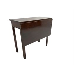 George III mahogany gate-leg drop-leaf side table, rectangular top over square supports