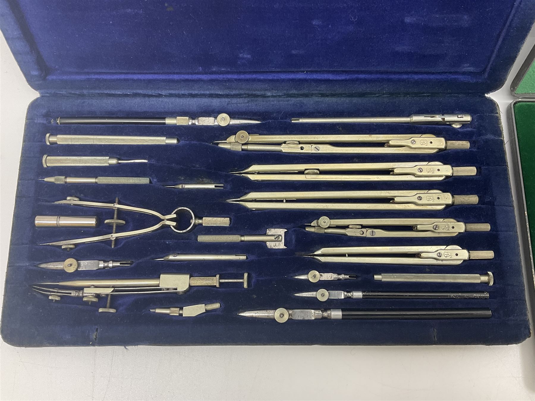 J Halden & Co cased drawing set, together with other cased drawing sets, including examples from prazision garantie and Kern Swiss 