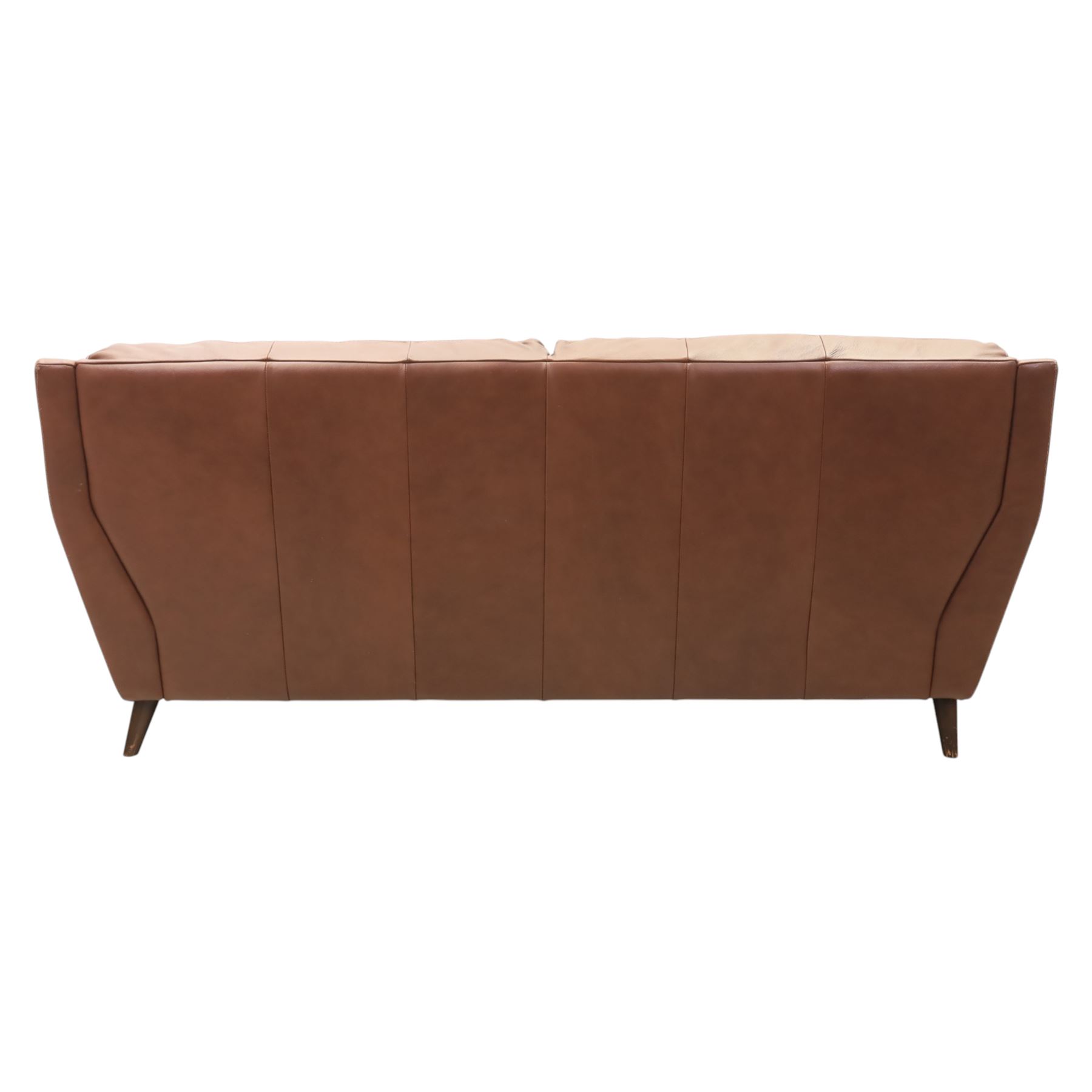 Sofology - grand two cushion three seat sofa, and matching two seater, upholstered in cocoa brown leather
Lengths: 210cm and 165cm