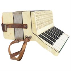 Hohner Verdi II - Swiss/German 1950's two octave piano accordion with 34 treble keys and 80 bass buttons, with a 15 fold bellows in a hard case.