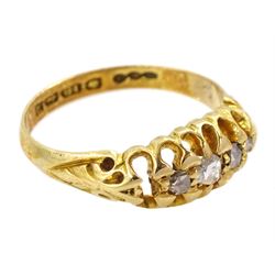 Edwardian 18ct gold four stone rose cut diamond chip ring, Birmingham 1906