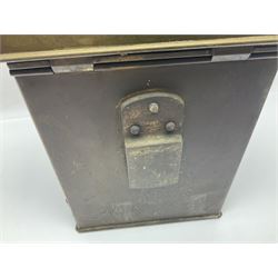 Large brass maritime lamp by Griffiths & Sons Birmingham with swing handle, threaded mounting bracket and associated oil burner, H41cm excluding handle