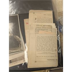 Collection of mostly Royal ephemera and commemorative memorabilia, including souvenir programmes, Royal Pedigrees, postcards, and newspaper reprints, etc, contained within a folder